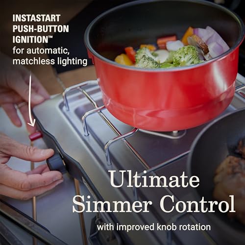Coleman Triton+ 2-Burner Propane Camping Stove with InstaStart Ignition, Portable Camping Cooktop with 2 Adjustable Burner...