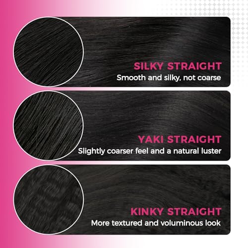 Lashey Invisi Edge Clip in Hair Extensions 14 Inch 110g 7pcs Injected Seamless PU Clip in Hair Extensions Virgin Human Hair, Natural Black Yaki Straight Hair
