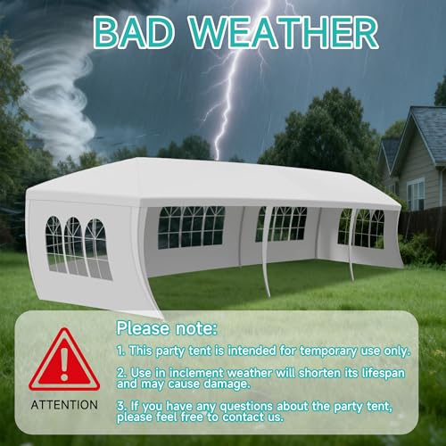 10' x 30' White Canopy Tent with 5 Removable Sidewalls, Outdoor Patio Gazebo with Transparent Windows, Shade Shelter Tents...