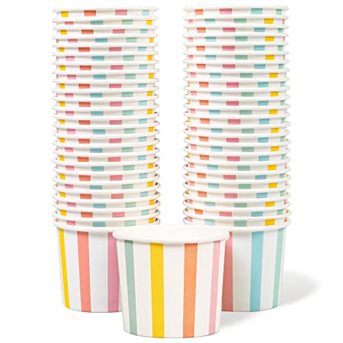 MATICAN Paper Ice Cream Cups, 50-Count 11-Oz Disposable Dessert Bowls for Hot or Cold Food, 11-Ounce Party Supplies Treat ...
