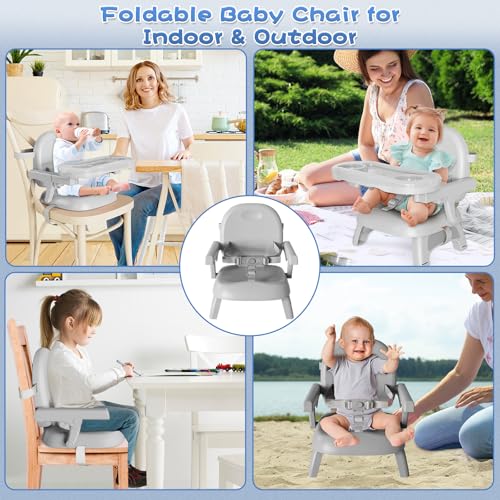 Mostop Baby Booster Seat for Dining Table: High Chair Folding Travel Baby Booster with Removal Tray, Easy Clean, Height Ad...