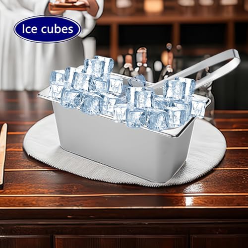 Ice Buckets for Parties,Wine Beer Champagne Bucket,Stainless Steel Ice Bin for Freezer (large)
