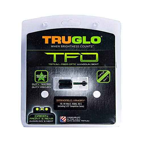 Truglo TFO Tritium & Fiber-Optic Handgun Sight Snag-Resistant Glowing Front & Rear Night Sights, Compatible with Springfield Armory XD Series