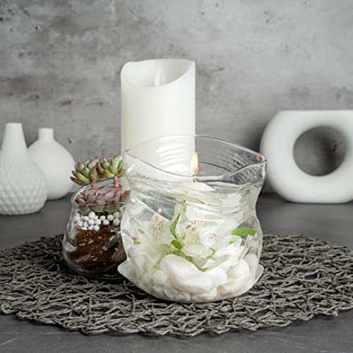 Restaurantware-22 Ounce Unzipped Bag Bowl, 1 Small Glass Bag - Realistic Crinkled Edges, Serve Candy, Popcorn, or Nuts, Clear Glass Bowl, Dishwashable, Flat Base