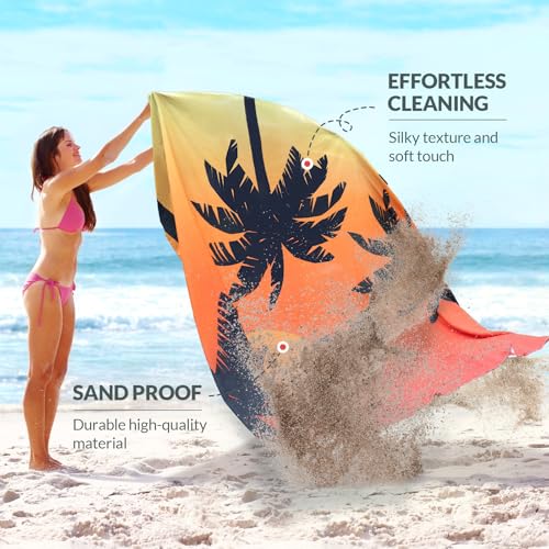 Beach Blanket, Waterproof Sandproof Beach Mat with Stakes and Inflatable Camping Pillow, 79" X 83" Quick Drying Lightweigh...