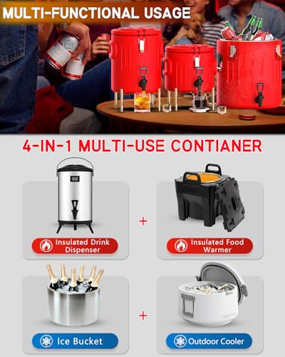 Insulated Beverage Dispenser 3.5 Gallon, Hot Drink Dispenser with 304 Stainless Steel Interior & Spout, Hot Water Dispense...