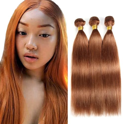 30 30 30 Inch Light Brown Bundle Color #30 Straight Human Hair Bundles Peruvian Virgin Hair #30 Light Brown Straight Bundles Human Hair