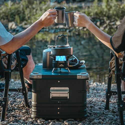 Naturehike Camping Gas Stove for IGT Table, Portable Isobutane Stove with Storage Bag & Foldable Brackets, 3 Burners Camp ...