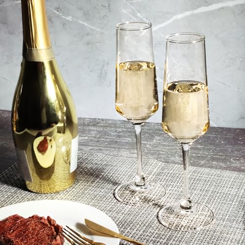 Champagne Glasses, Set of 12 Champagne Flutes with Unique Shape, Long stem Sparkling Wine glasses for Party, Restaurant, B...
