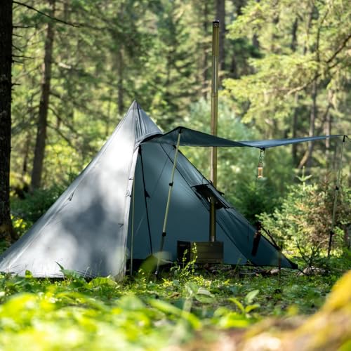 POMOLY Tipi Tent Camping Hot Tent, Hussar 20 Ultralight Solo Teepee with Stove Jack for 1P Hiking, Backpacking