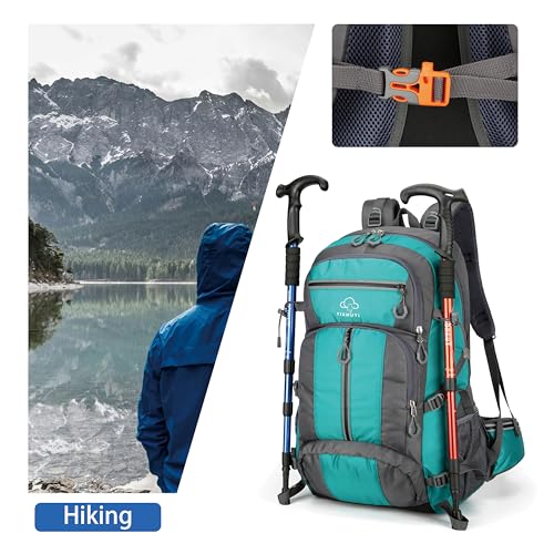 JYUNXIY Hiking Backpack for Men and Women,Waterproof Travel Bag,Reflective,Sport Outdoor,Lightweight,Camping,Shoe Compartm...