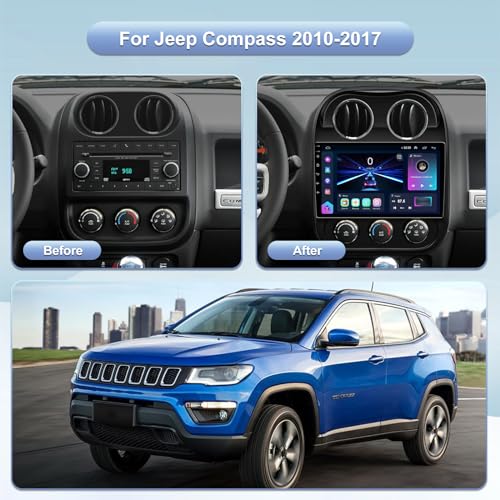 5GWiFi Upgrade Car Stereo Radio for Jeep Compass Patriot 2010 2012 2013 2014 2015 2016- Wireless Carplay and Android Auto ...