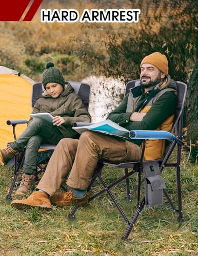 Docusvect Heated Camping Chair for Adults, Heats Back and Seat, 3 Heat Levels, Fully Padded Heated Folding Chair for Outdo...