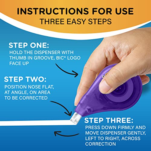 BIC Wite-Out Brand EZ Correct Correction Tape, 19.8 Feet, 4-Count Pack of White Correction Tape, Fast, Clean and Easy to U...