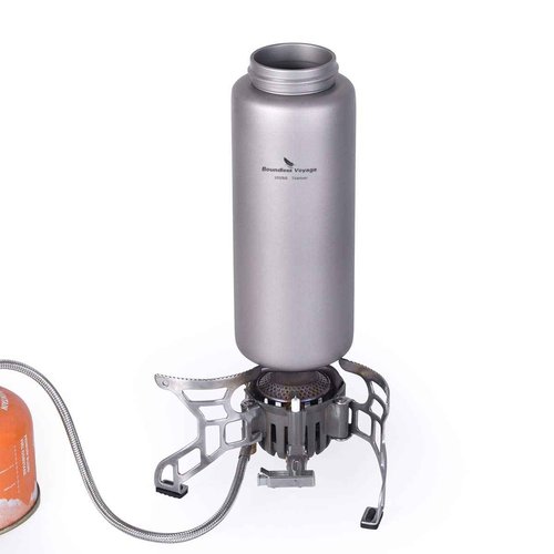 iBasingo Titanium Water Bottle 35.5oz (1050ml) Wide Mouth Lightweight Single Layer Camping Flask for Hiking, Backpacking & Outdoor Cooking Portable Durable Drinking Bottle Ti3005D