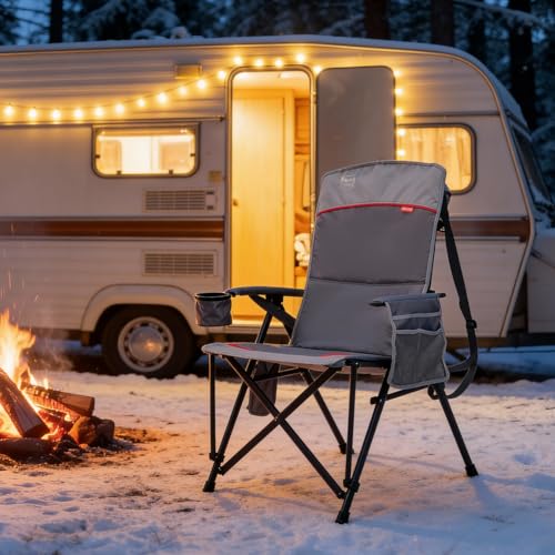 TIMBER RIDGE Oversized Heated Camping Chair with Lumbar Support, Portable Folding Chair Heavy Duty for Adults Supports 450...