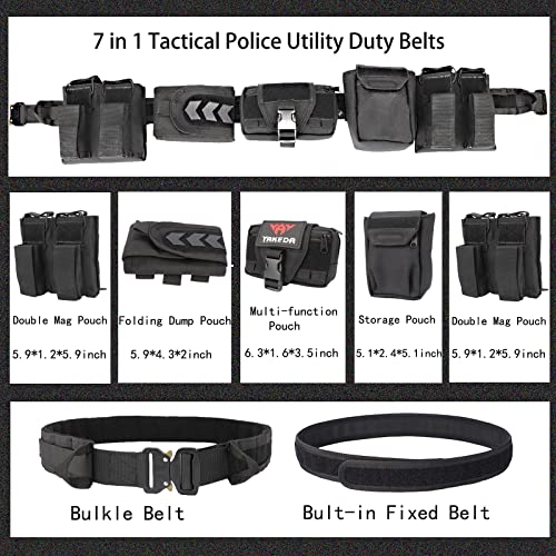 YAKEDA Tactical Battle Belts for Men- Quick Release Trigger Airsoft Belt Heavy Duty Belts with Pouches 7 PCS