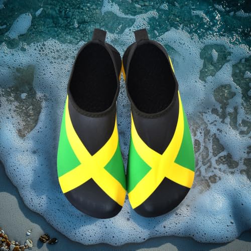 VOARYISA Water Shoes for Women and Men Quick-Dry Swim Beach Shoes for Outdoor Surfing Yoga Exercise Jamaica Flag Caribbean...