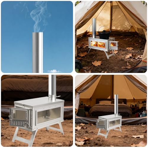 Yesinaly Ultralight Camping Stove Portable Wood Burning Stove for Tent, Camping, Outdoor Cooking, Hunting, Ice Fishing, 1...