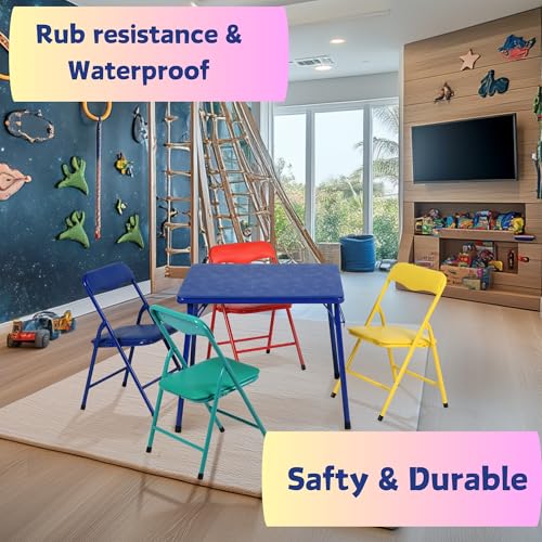 Homy Casa Kids 5-Piece Folding Table and Chairs Set for Daycare and Classrooms, Children's Activity Table and Chairs Set, ...