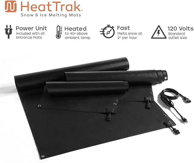 HeatTrak Heated Snow Melting Mats for Entrances (40" x 60") - No-Slip, Outdoor Mat - Electric Mat for Winter Snow/Ice Removal