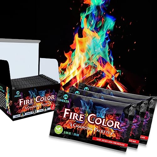 MEKER Fire Color Changing Packets - Fire Pit, Campfires, Outdoor Fireplaces, Bonfire - Fire Color - Perfect Fire Camping A...