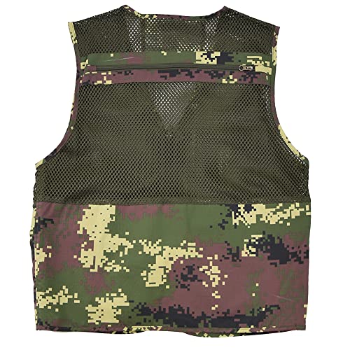 Ziker Men's Mesh Breathable Openwork Camouflage Journalist Photographer Fishing Vest Waistcoat Jacket Coat