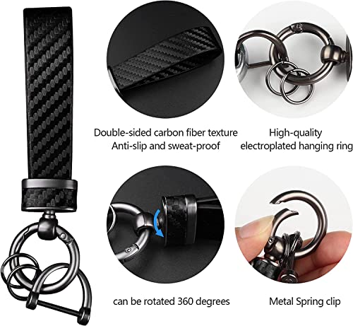 Turcee 2PCS Carbon Fiber Car Keychain Kit,Gift for Men and Women,Quick Release Spring with D-Ring Anti Lost Car Keychain O...