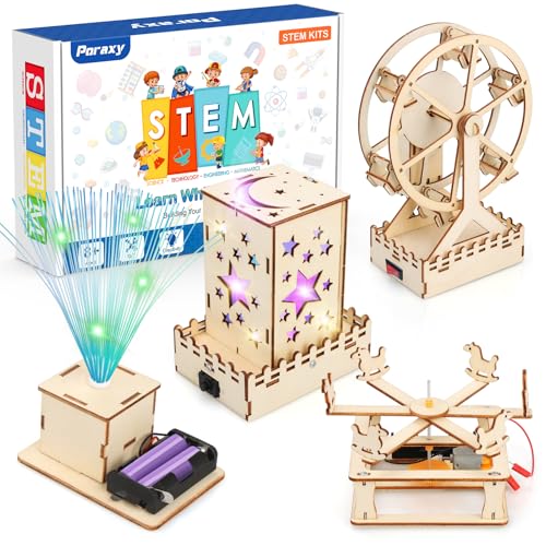Poraxy 4 in 1 STEM Kits for Kids Age 8-10, Science STEM Projects for Kids 8-12, 3D Puzzles, Educational Craft Building Toy...