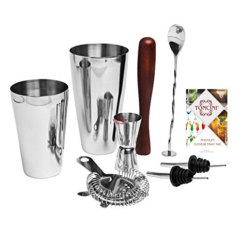 Professional Bartender Kit Cocktail Shaker Set by Toncini | Bartending Tools & Accessories | Stainless Steel Martini Shake...