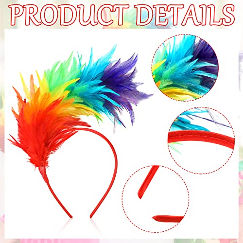 Yunlly 6 Pcs Mardi Gras Fascinator Feather Headband 1920 Feather Headband Hat Parrot Hair Band Party Costume Women Accesso...