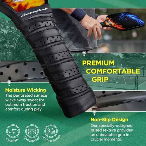 Carbon Fiber Surface Pickleball Paddles Set of 2, 2023 USAPA Approved, Polypropylene Honeycomb Core, Anti-Slip Sweat-Absorbing Grip, 2 Paddles, 2 Indoor Pickleball & 2 Outdoor Pickleball, 1 Carry Bag