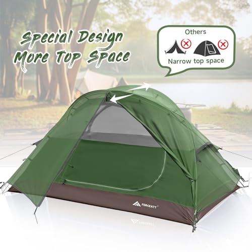 Forceatt Camping Tent 2 Person, Backpacking Tent Waterproof & Windproof, Ultralight Instant Tent with Rain Fly for Campin...