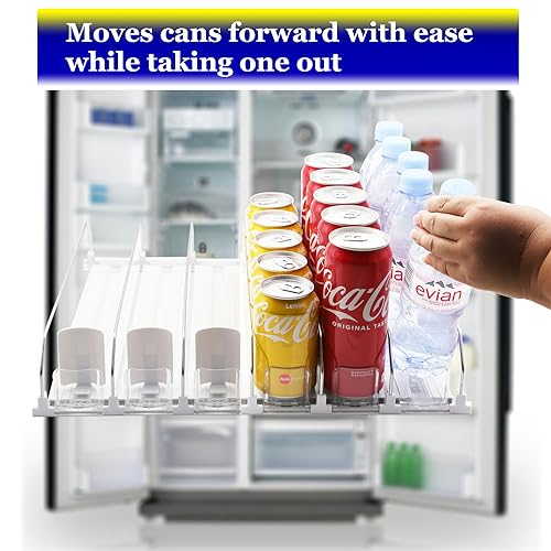AMLLLC Drink Dispenser for Fridge,Automatic Pusher Glide Soda Can Dispenser for Refrigerator and Adjustable Width - Storag...