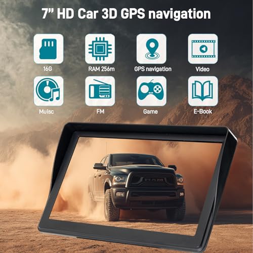 GPS Navigator for Car Truck RV - 7'' HD Touchscreen Navigation System, Latest 2025 Maps Free Lifetime Updates, Speed & Red...