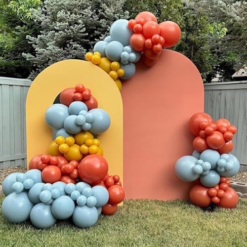 Froova Boho Rainbow Balloons 60 Pcs Retro Teal Blue Blush Pink Dark Light Orange Yellow Sage Green Dusty Blue Balloon Colo...