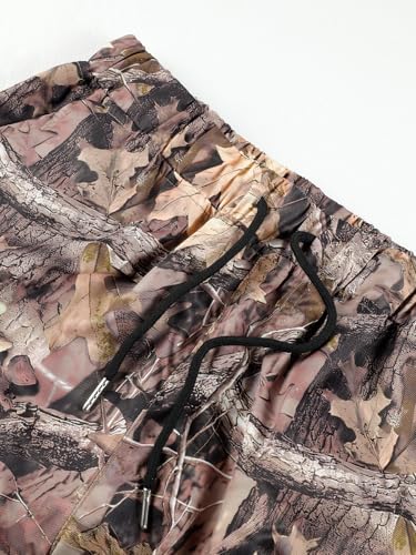 Men's Autumn Camo Tactical Straight Leg Pants - Foliage Pattern Outdoor Survival Trousers for Huntin