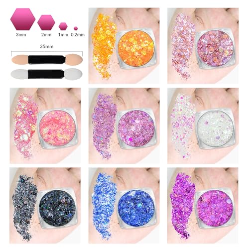 Body Glitter Face Glitter Makeup Festival Glitter, 20 Colors Face and Body Glitter Gel, Hair Glitter Gel, Body Makeup