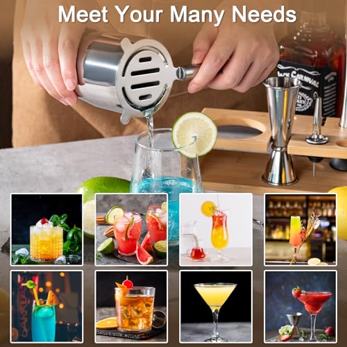 BRIOUT Cocktail Shaker Set, 8-Piece Bartender Kit Include Stand Martini Shaker Jigger Strainer Muddler Mixer Spoon Pour, H...