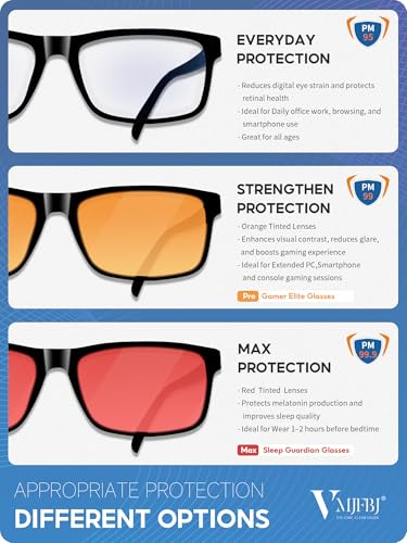 VMJFBJ Blue Light Blocking Glasses For Men/Women Anti-Fatigue Computer Monitor Gaming Improve Sleep Reduce Eye Strain Game...