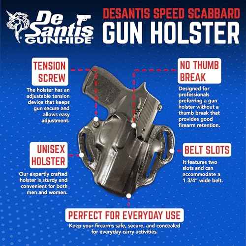 DeSantis Speed Scabbard Holster - OWB Holster, Leather Pistol Holster, Compatible with SIG P320 & P250 COMPACT/CARRY, with or without ROMEO1 Reflex Sight - SIG P320 XCOMPACT - Right Hand Draw, Black
