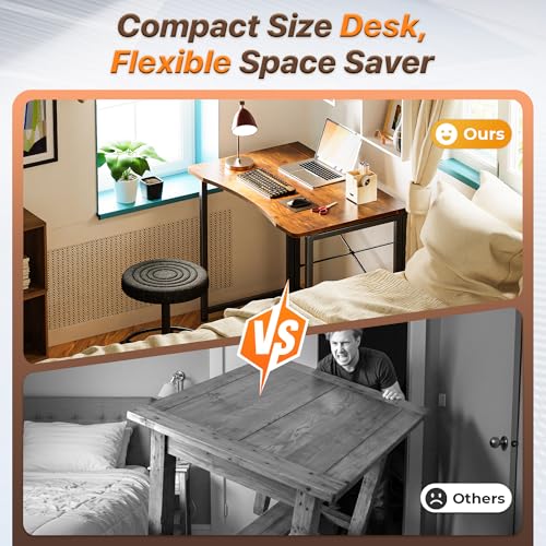 Huuger Folding Desk for Small Spaces, 31.5 Inch Foldable Computer Table, for Home Office, Study, Bedroom, Dorm, Space Savi...