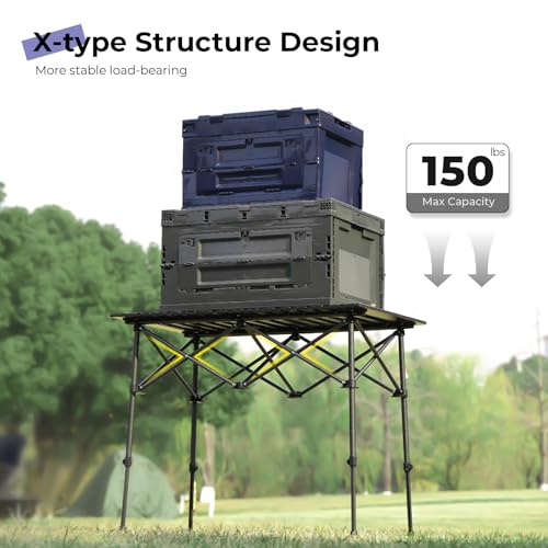 Byliable Camping Table Folding Portable Camp Aluminum Fold Up Lightweight Roll Up Table Adjustable Height with Carry Bag I...