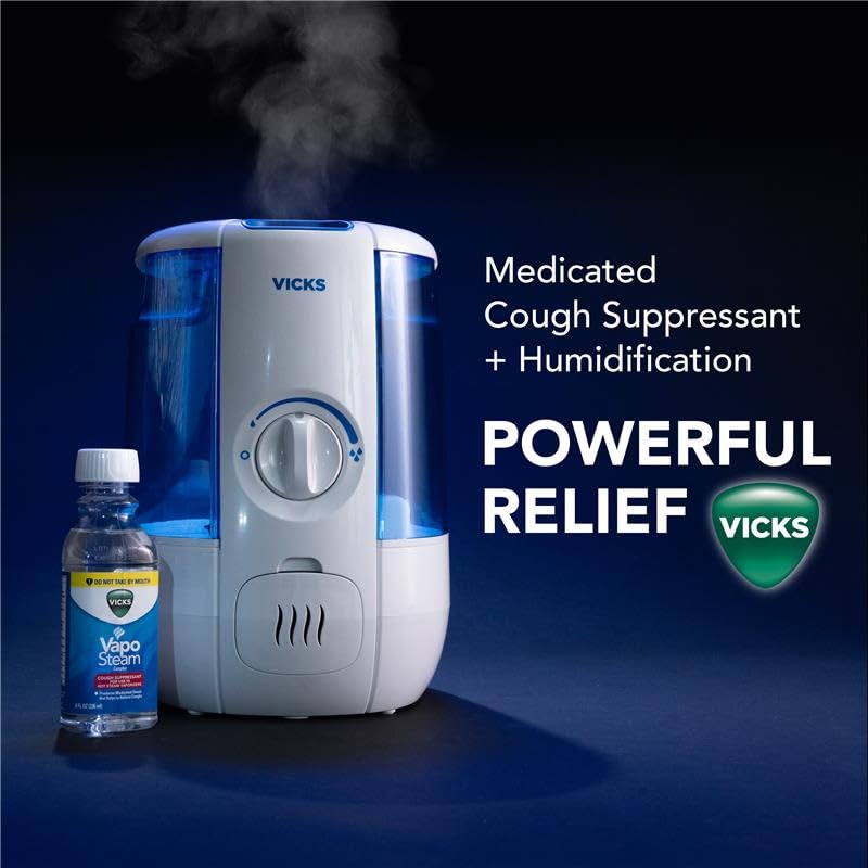 Vicks VapoSteam Medicated Liquid with Camphor, a Cough Suppressant, 8 Oz – VapoSteam Liquid Helps Relieve Coughing, for Use in Vaporizers and Humidifiers (Pack of 2)