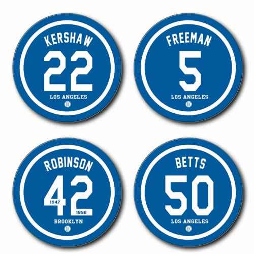 Dodger Gifts for Men, Non Dodger Coasters for Drinks, Los Angeles LA Baseball Ceramic Coasters Set of 4, for Dodger Man Cave Home Decor