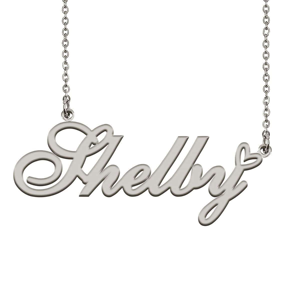 HUAN XUN Personalized Name Necklace Silver Shelby Necklace for Women Best Bridesmaid Heart Pendant Jewelry Gift