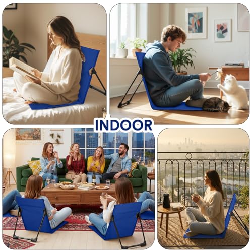 Jetec Foldable Floor Backrest Chair Portable Camping Chair with Storage Bag Light Weight Lazy Seat for Indoor Outdoor Bed ...