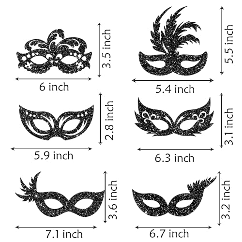 umoni Masquerade Mask Party Centerpiece Sticks 12Pcs Venetian Mask Party Decorations Bachelorette Mask Table Toppers Masqu...