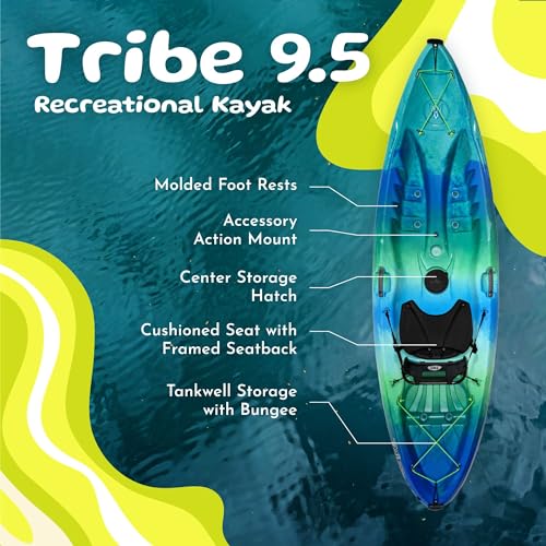 Perception Kayaks Tribe 9.5 | Sit on Top Kayak | Recreational Kayak | 9' 5"