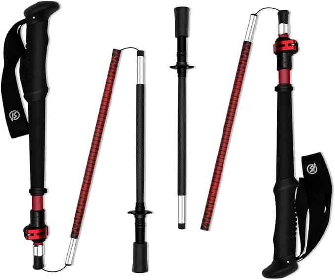 WindQuester Ultralight Carbon Fiber Trekking Poles – 198g Adjustable Folding Hiking Poles for Backpacking (110–130cm), Thr...